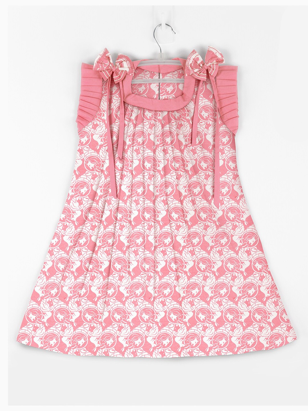 

STORY TAILOR Girls Peach-Coloured Cotton A-Line Dress