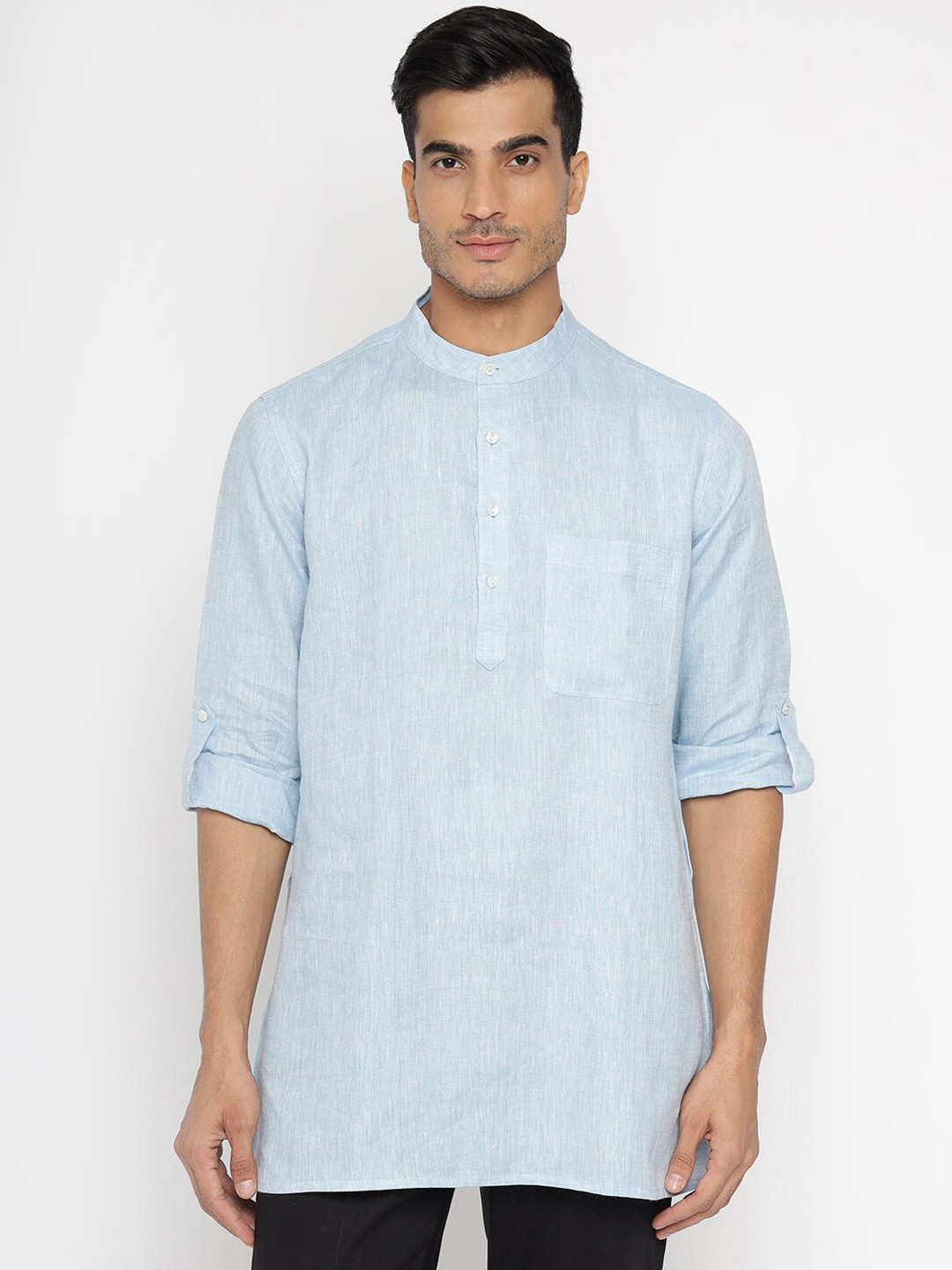 

Fabindia Men Blue Linen Kurta