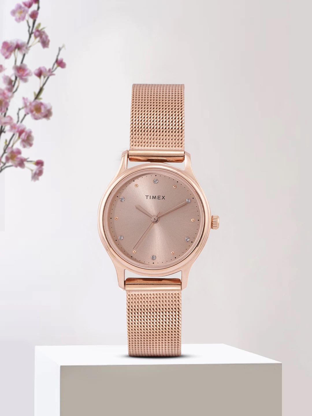 

Timex Women Rose Gold-Toned Brass Dial Analogue Watch TW0TL8710