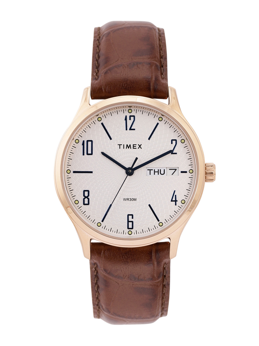 

Timex Men Off White Textured Analogue Watch TW0TG6514