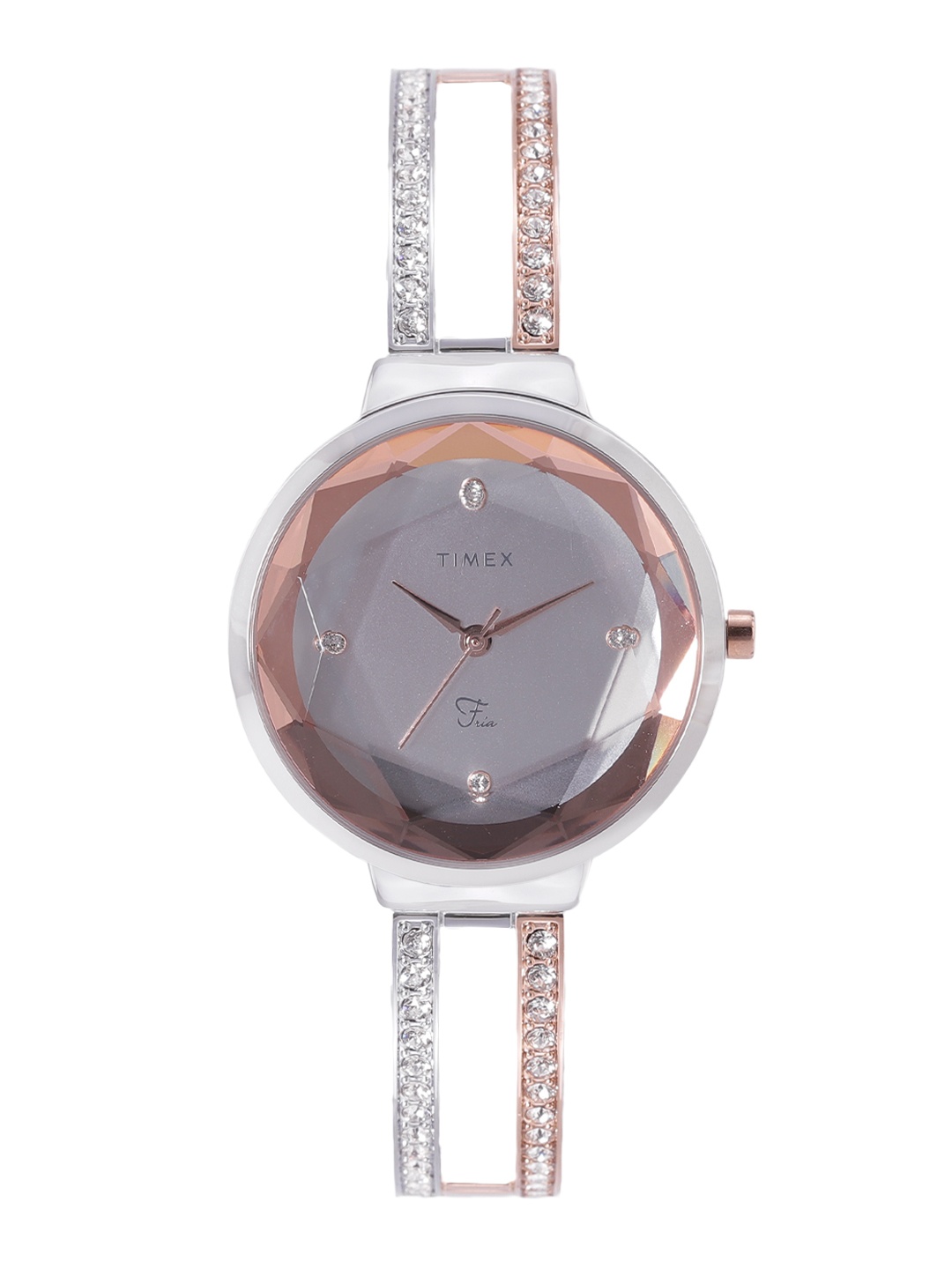 

Timex Women Grey Brass Dial & Silver Toned Bracelet Style Straps Analogue Watch
