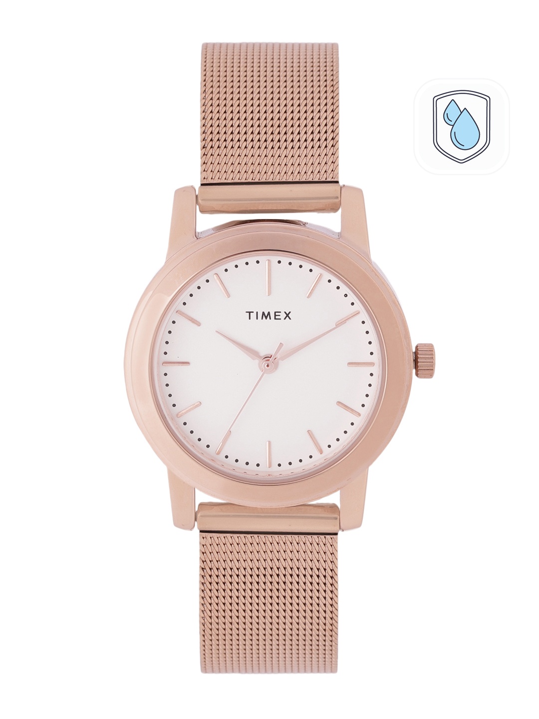 

Timex Women White Brass Dial & Rose Gold Toned Analogue Watch TW000W110