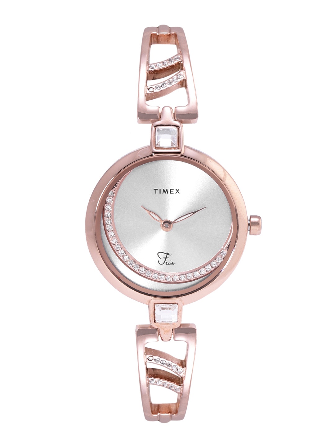 

Timex Women Silver-Toned Brass Dial & Rose Gold Toned Analogue Watch TWEL15201