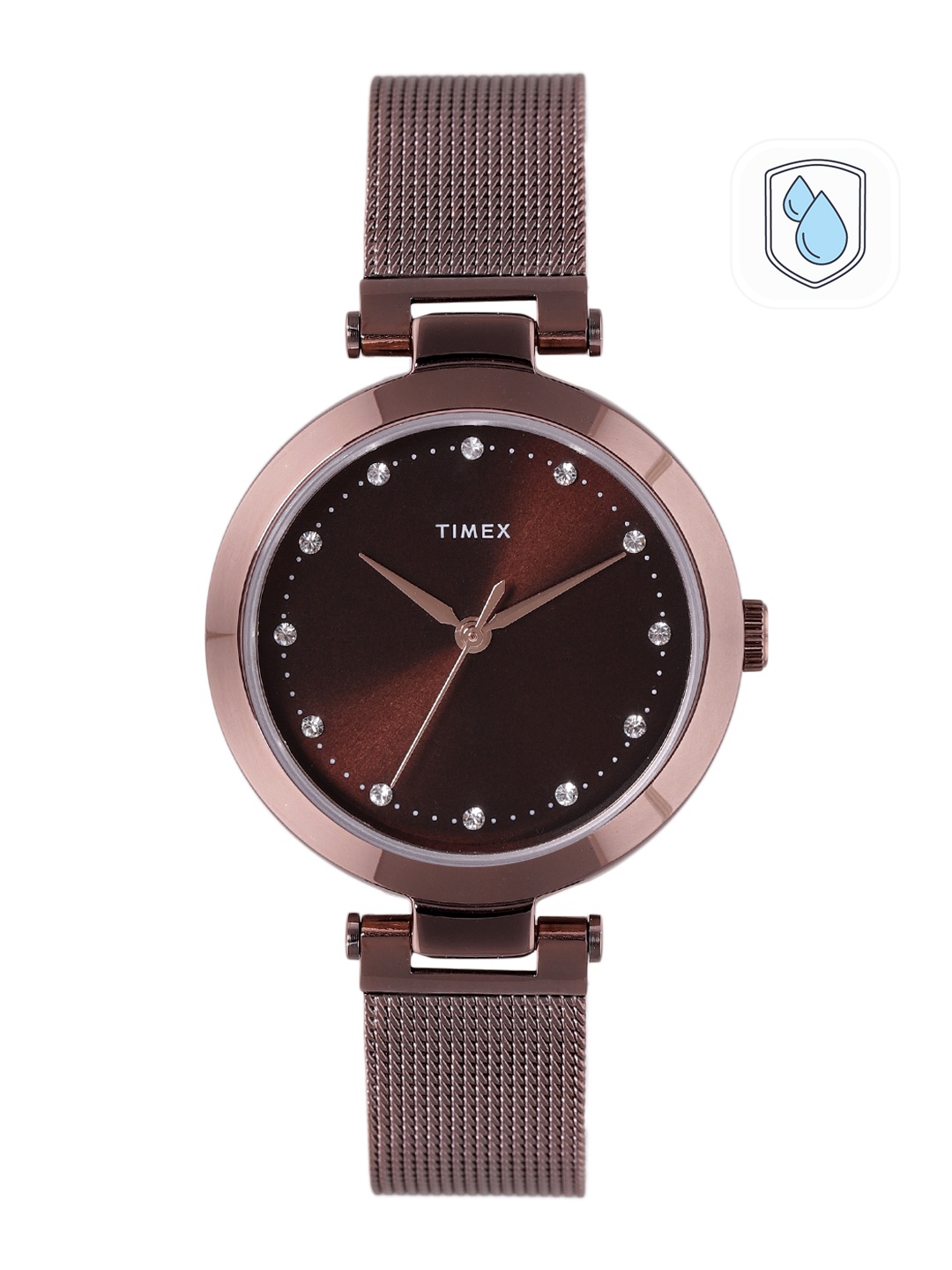 

Timex Women Brown Embellished Dial & Bracelet Style Straps Analogue Watch TWEL11825