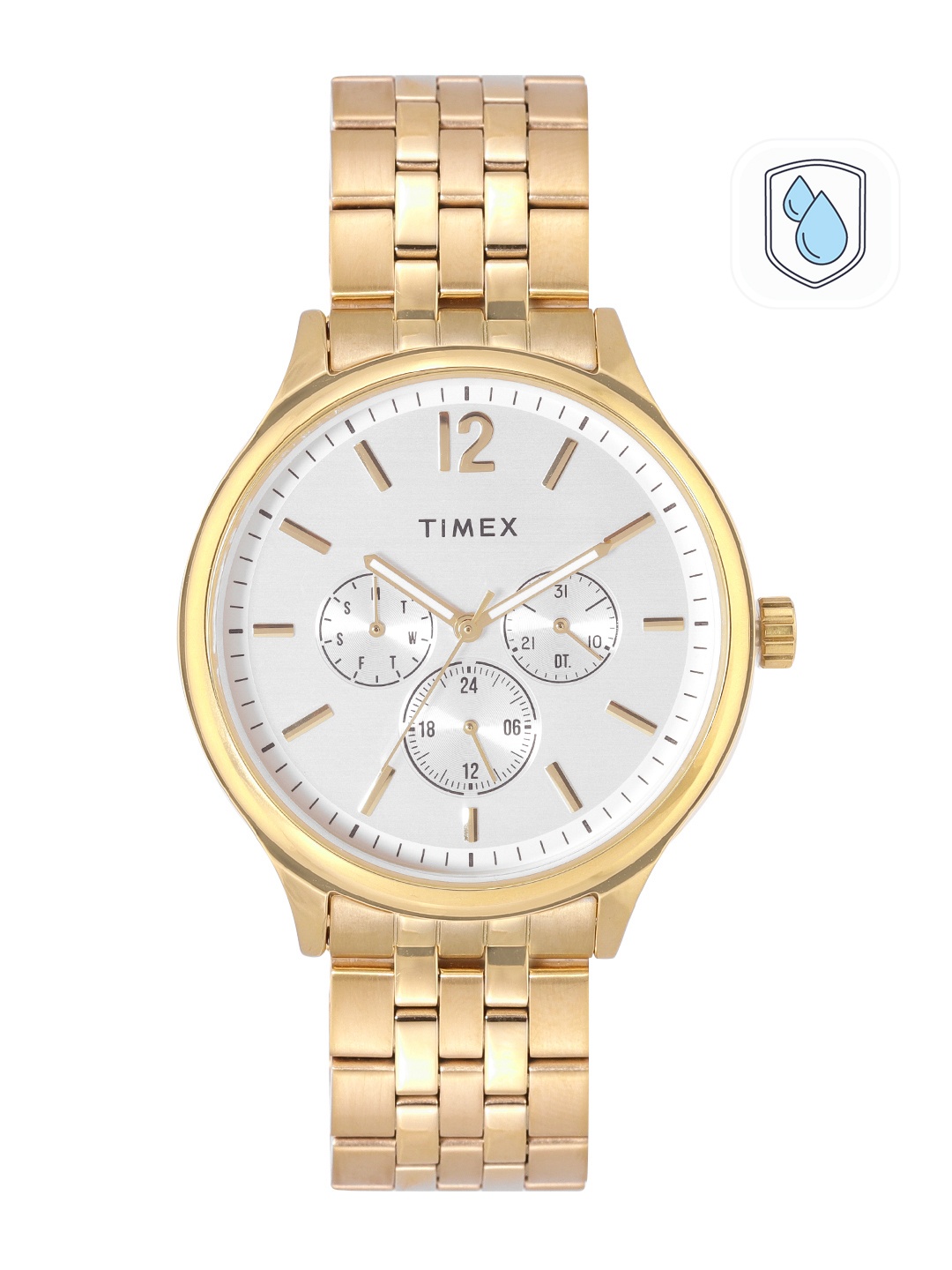 

Timex Men Silver-Toned Dial & Gold Toned Analogue Watch TWEG18414, White