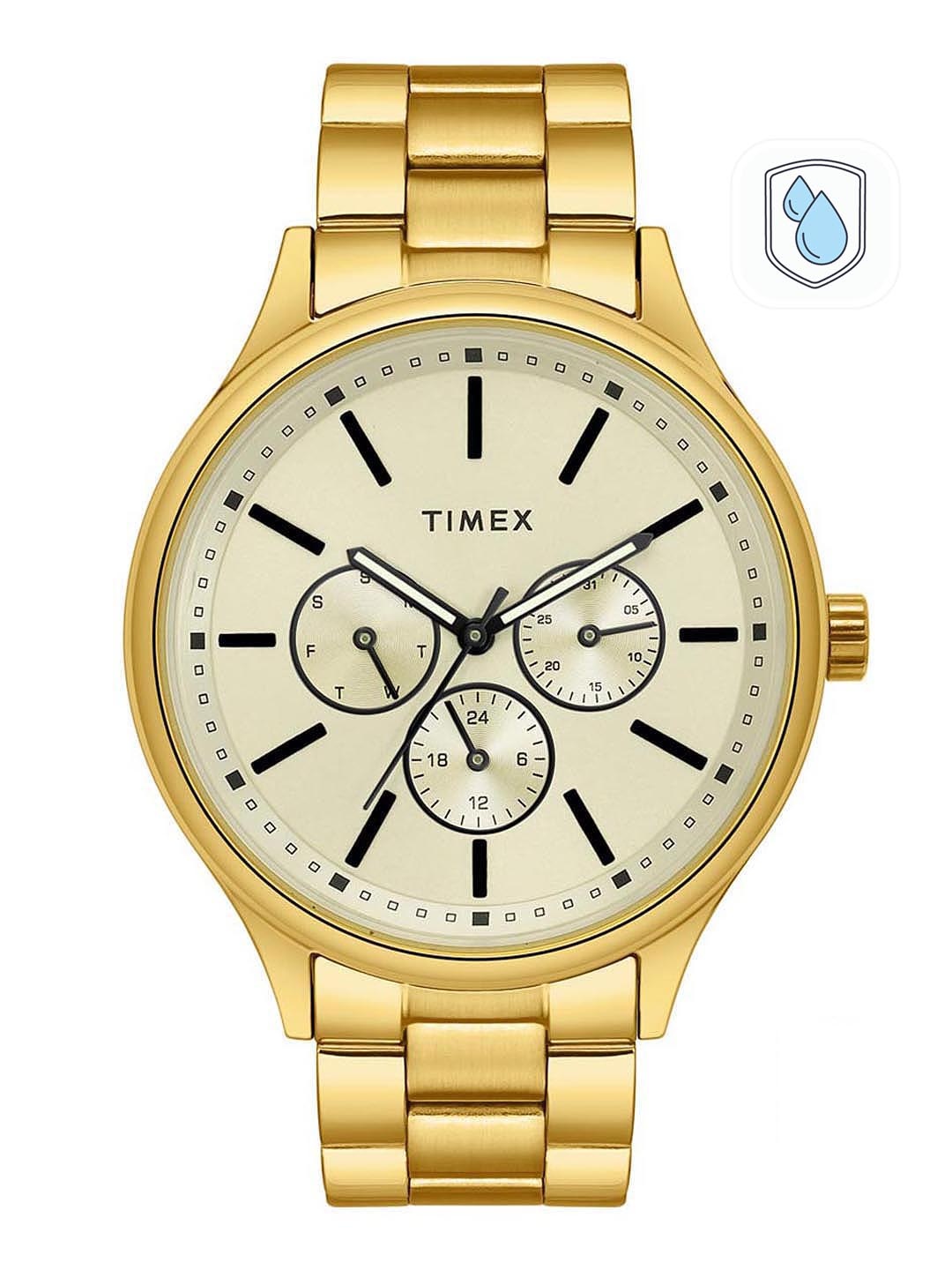 

Timex Men Gold-Toned Dial & Gold Toned Analogue Watch TWEG18415, White