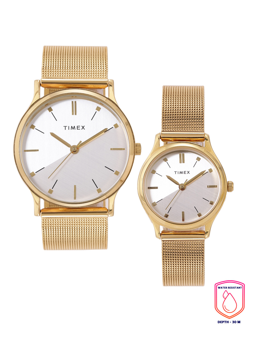 

Timex Unisex Set of 2 His & Her Analogue Watch, Silver