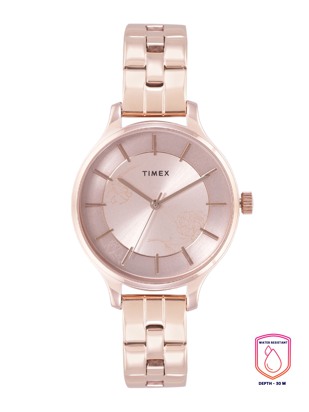 

Timex Women Rose Gold-Toned Printed Dial Bracelet Style Straps Analogue Watch TWEL14808