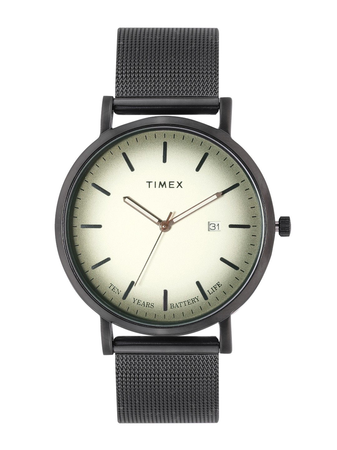 

Timex Men Off-White Dial & Black Stainless Steel Bracelet Straps Analogue Watch TWEG17705