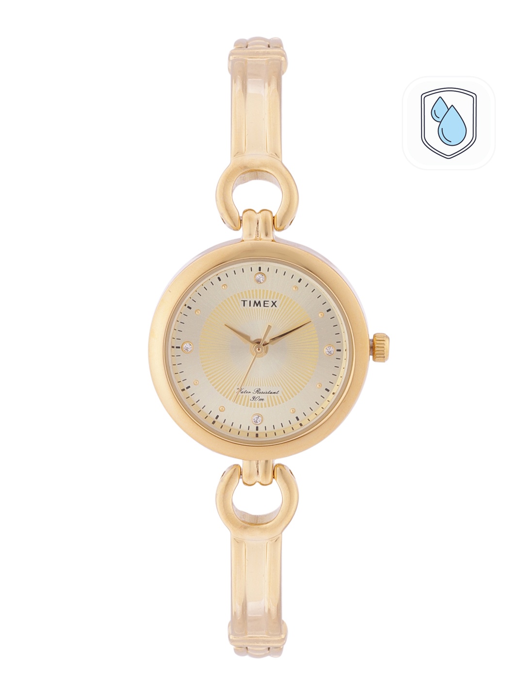 

Timex Women Gold-Toned Embellished Dial & Bracelet Style Analogue Watch TWEL11423