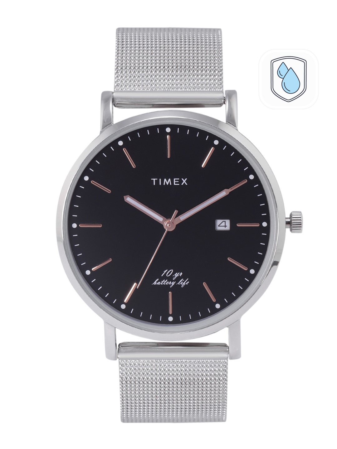 

Timex Men Black Brass Dial & Silver Toned Stainless Steel Straps Analogue Watch TWEG17707