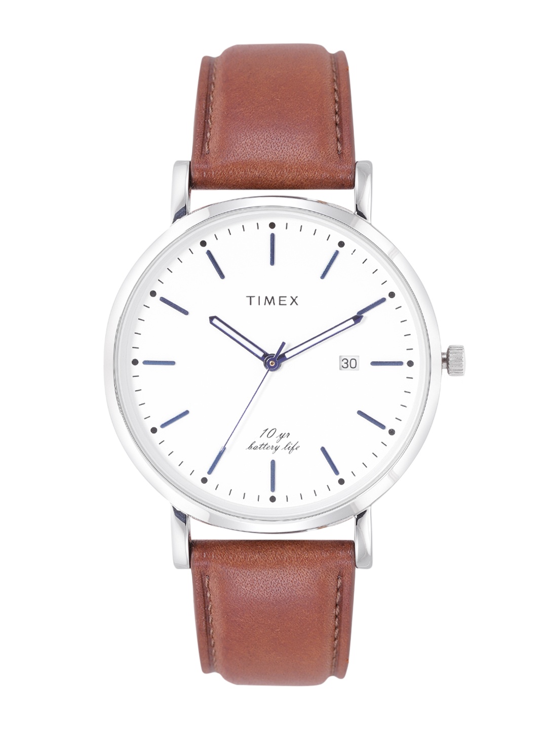 

Timex Men White Dial & Brown Leather Straps Analogue Watch TWEG17706