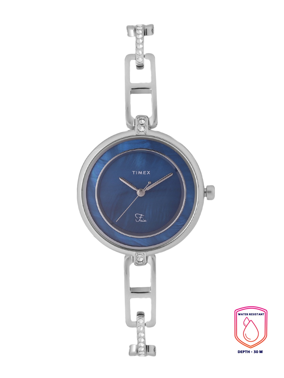 

Timex Women Blue Brass Mother of Pearl Dial & Analogue Watch TWEL15400, Navy blue