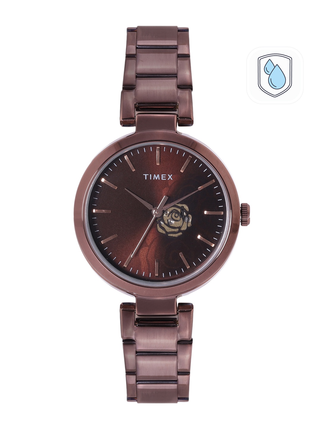 

Timex Women Brown Brass Printed Dial & Brown Analogue Watch TW000X227