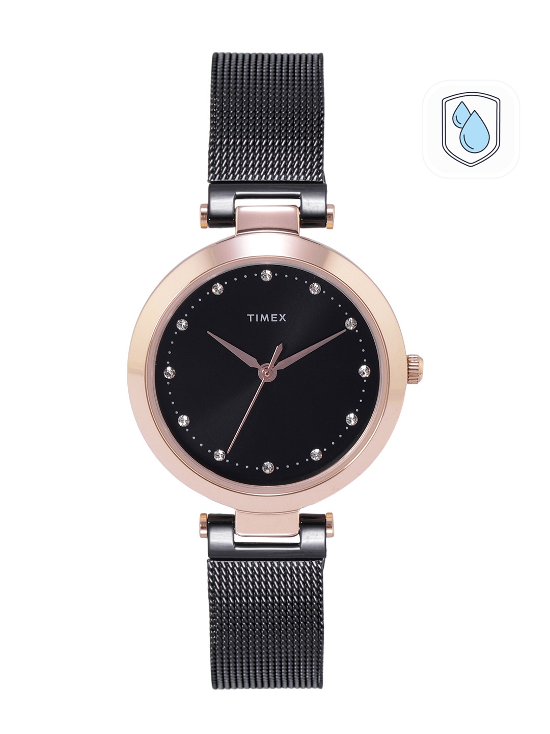 

Timex Women Black Embellished Dial Bracelet Style Straps Analogue Watch TWEL11826