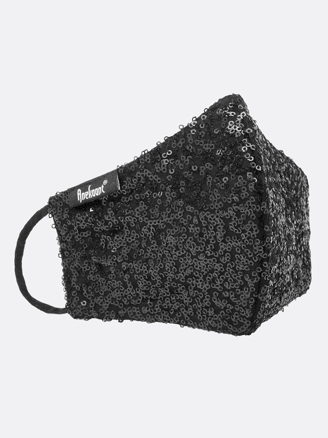 

Anekaant Women Pack of 3 Black & Silver 3-Ply Sequinned Designer Mask