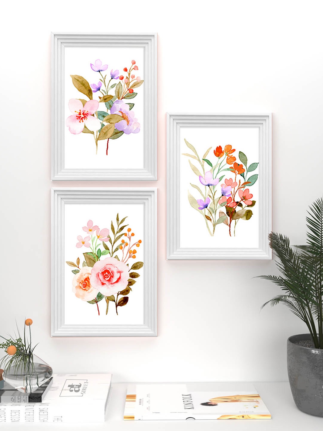Art Street Pink Set Of 3 Art Print for Wall Decor