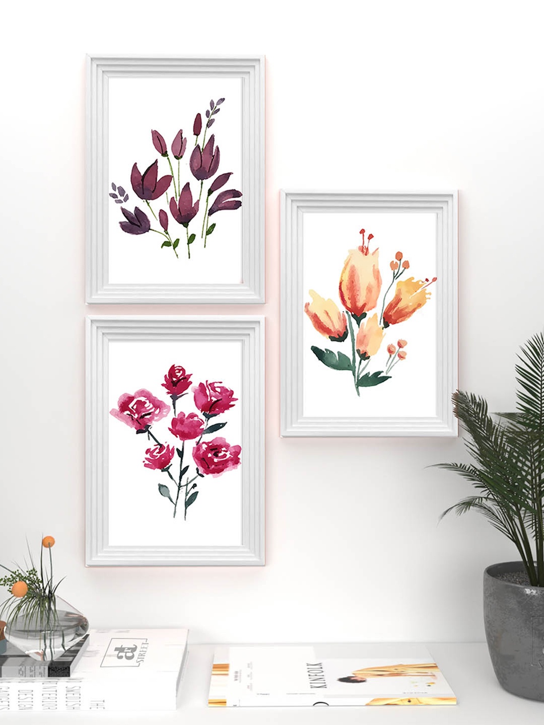 

Art Street Set Of 3 Floral Art Printed Hanging Wall Art, Pink