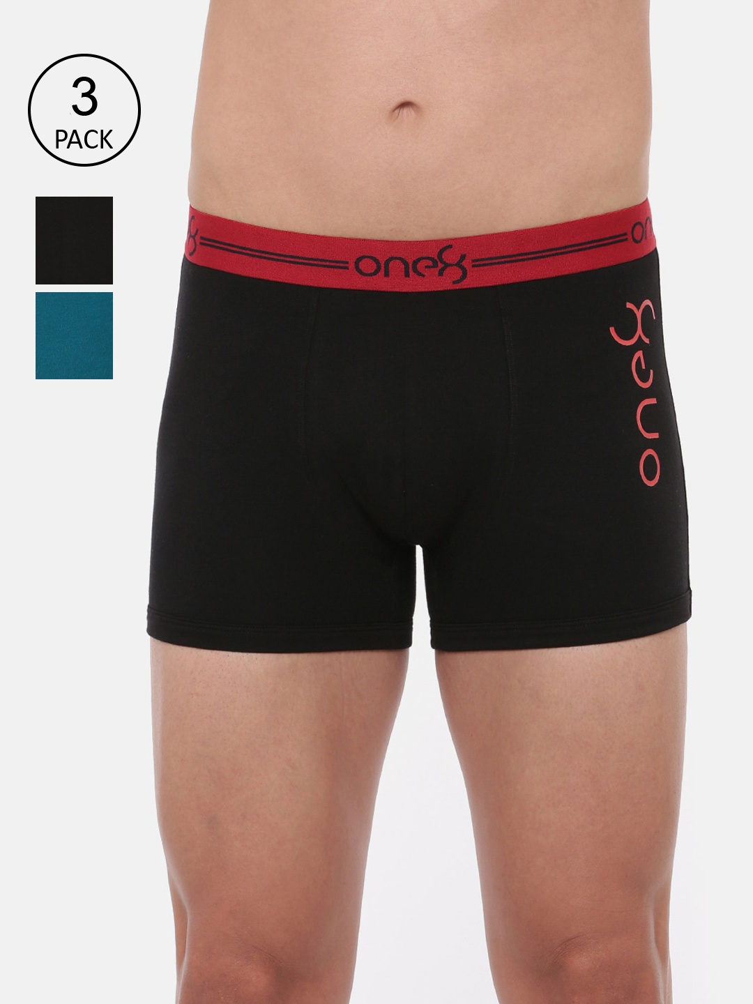 

one8 by Virat Kohli Men Pack Of 3 Assorted Solid Cotton Trunks