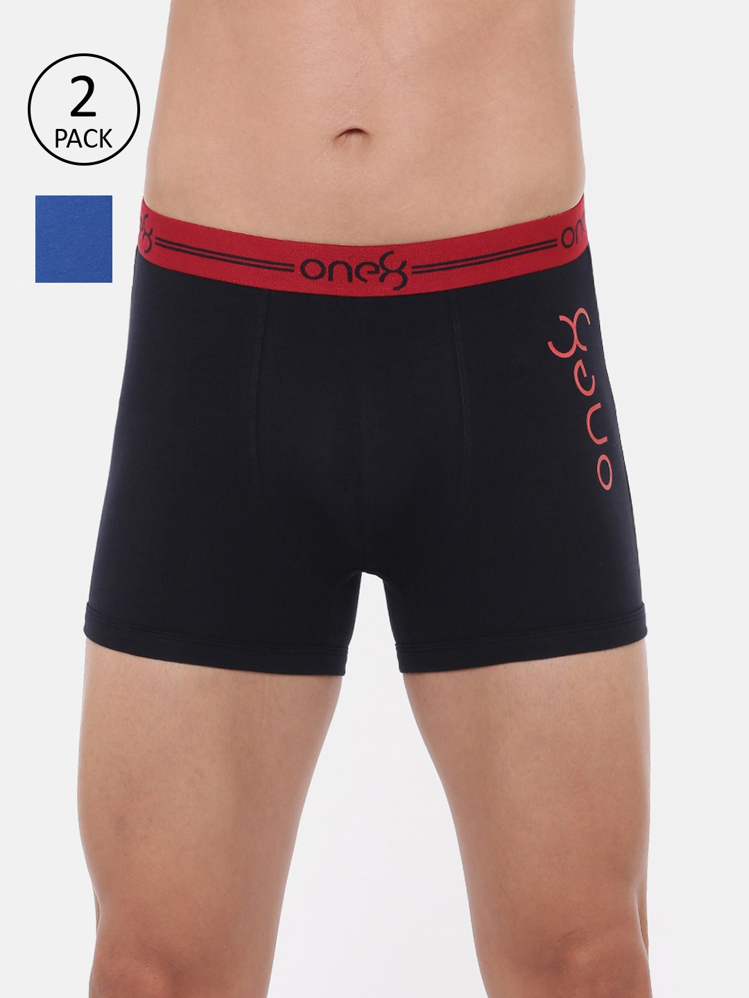 

one8 by Virat Kohli Pack of 2 Men Navy Blue & Blue Solid Trunks - 230-PO2
