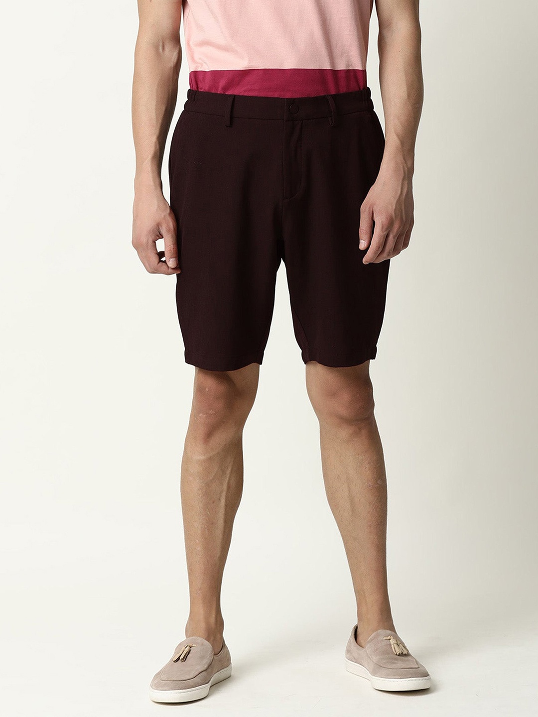 

RARE RABBIT Men Trip Slim Fit Shorts, Brown