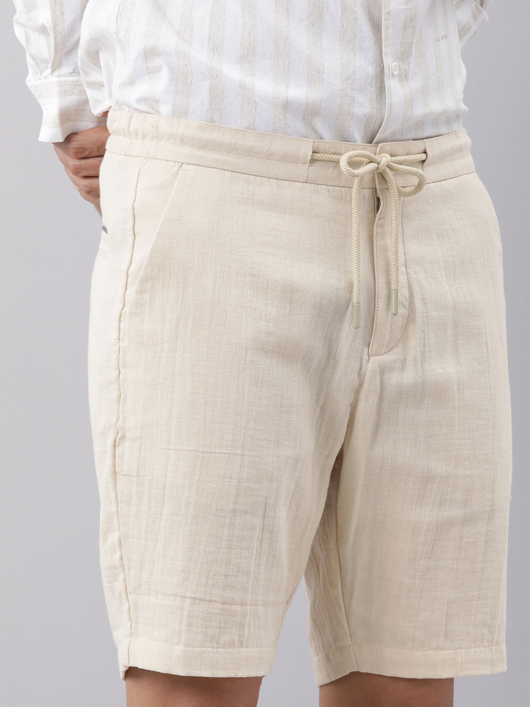 

RARE RABBIT Men Pinto Slim Fit Mid-Rise Cotton Shorts, Khaki