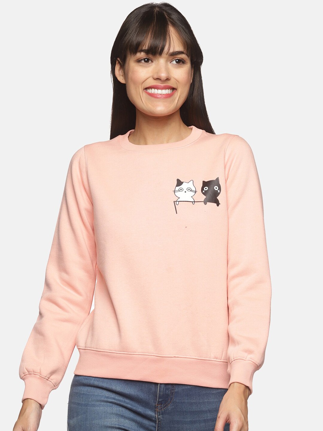 

THE BONTE Women Peach-Coloured Anti Microbial Sweatshirt