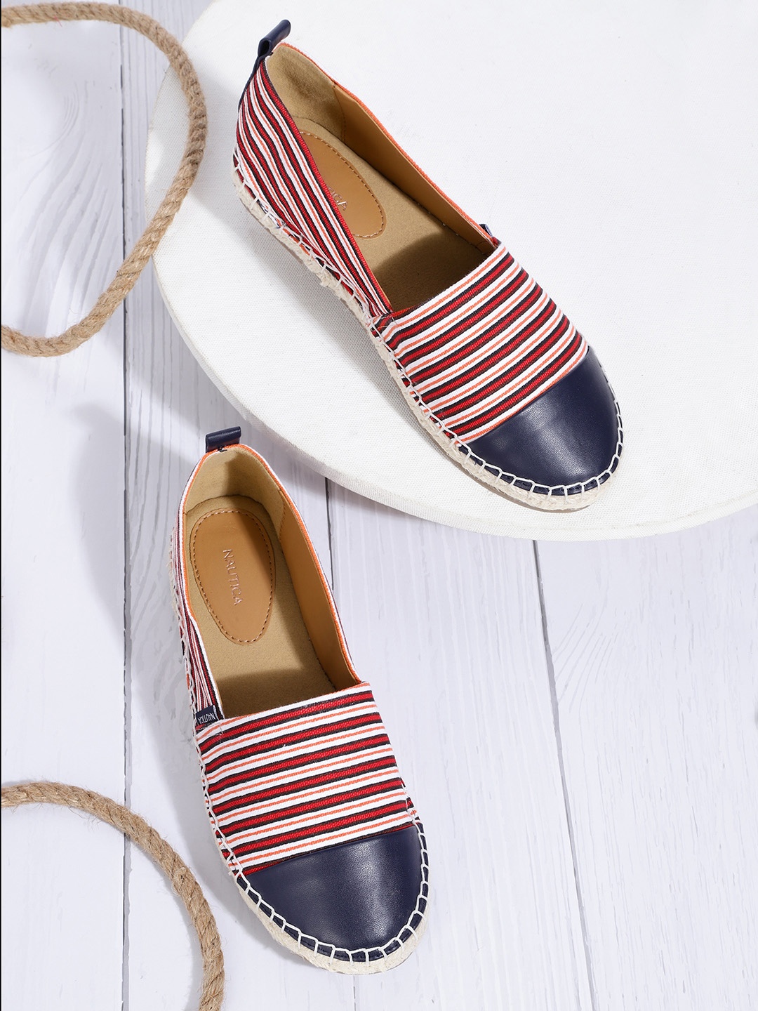 

Nautica Women Red & Navy Blue Striped Espadrilles