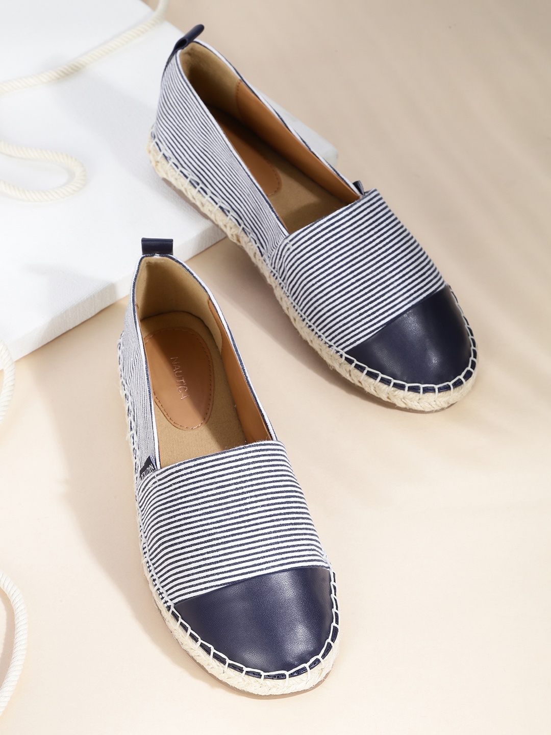 

Nautica Women Navy Blue Striped Espadrilles