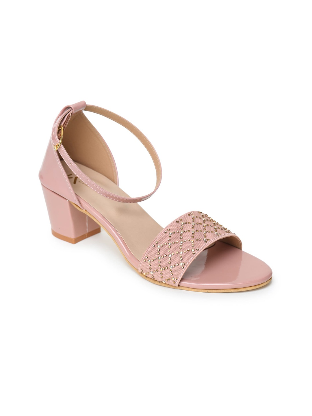 

R DEZINO Pink Embellished Block Heels