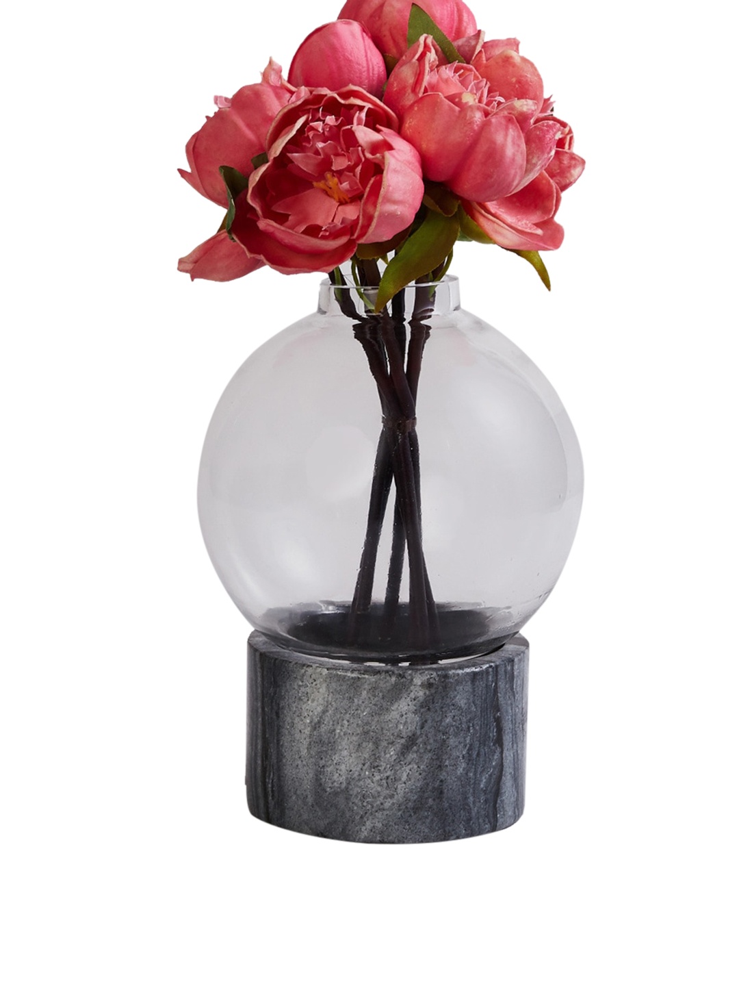 

Home Centre Transparent Solid Marble Base Clear Glass Large Vase