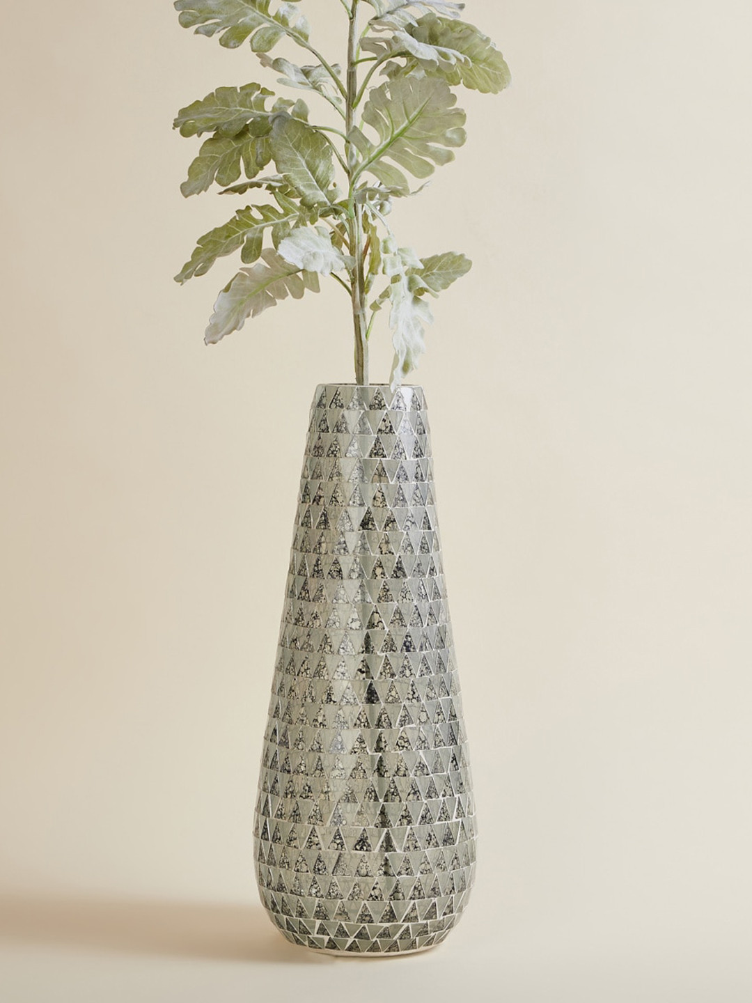

Home Centre White Printed Glass Vase