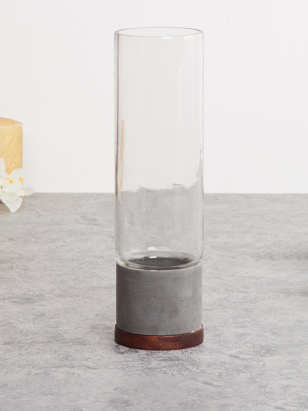 

Home Centre Grey & Transparent Solid Marshmallow Cylindrical Vase