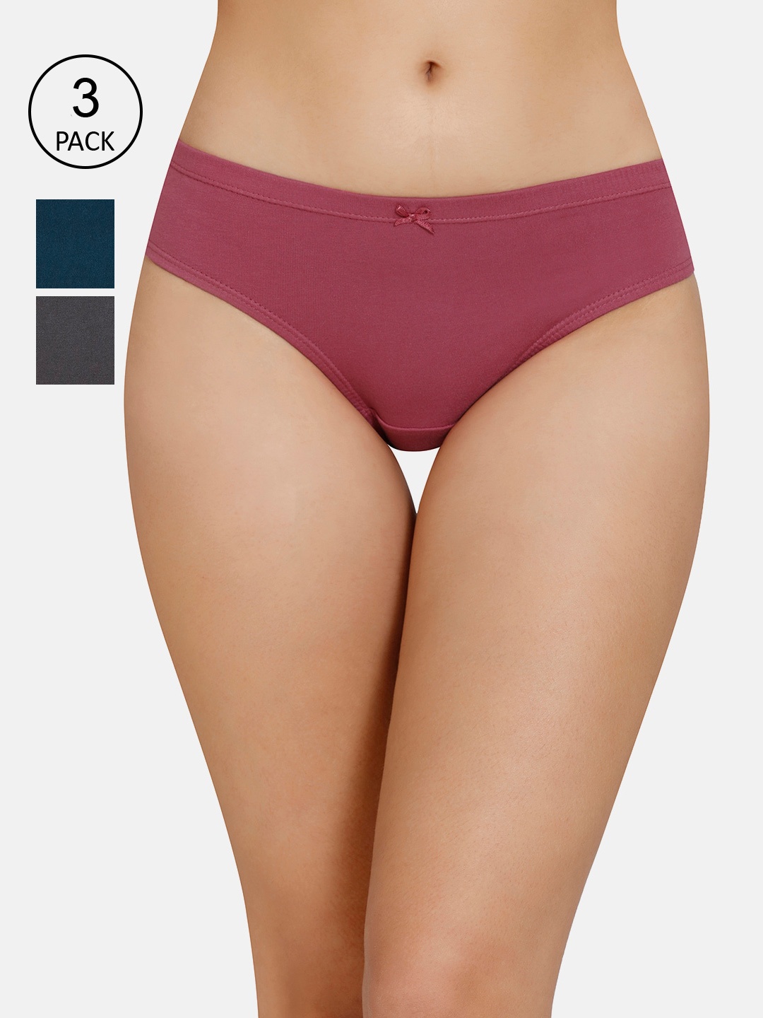 

Amante Women Solid Pack of 3 Mid Rise Bikini Briefs PPK33005, Grey