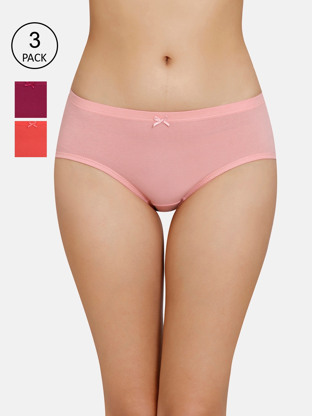 

Amante Women Pack Of 3 Mid-Rise Solid Hipster Briefs PPK43005, Pink