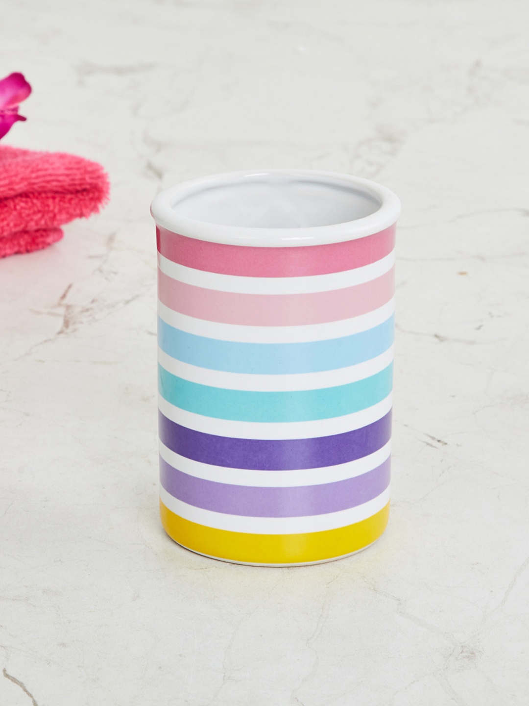 

Home Centre Slate Multi-Colored Striped Ceramic Tumbler