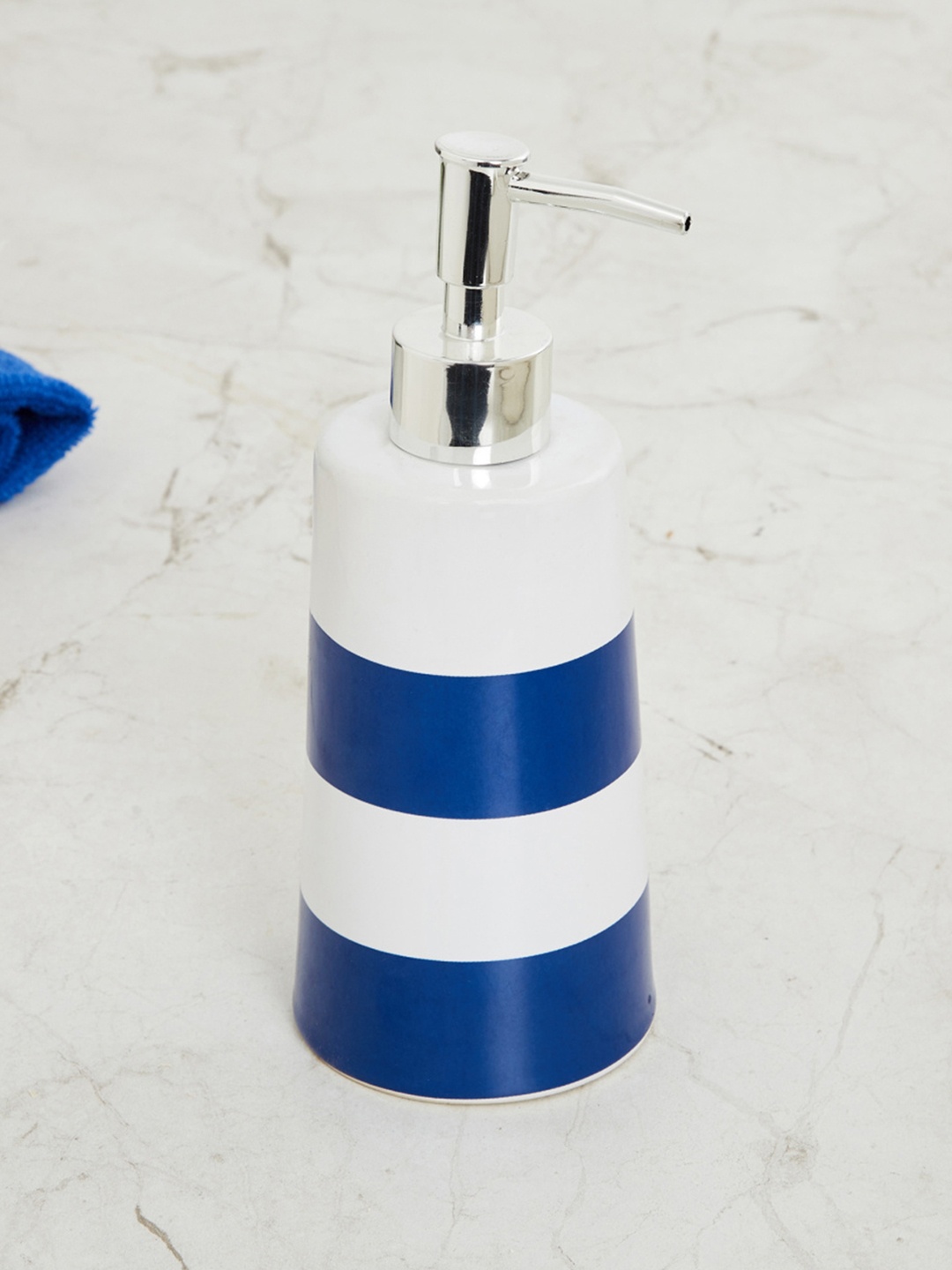

Home Centre White & Navy Blue Printed Ceramic Bath Accessories