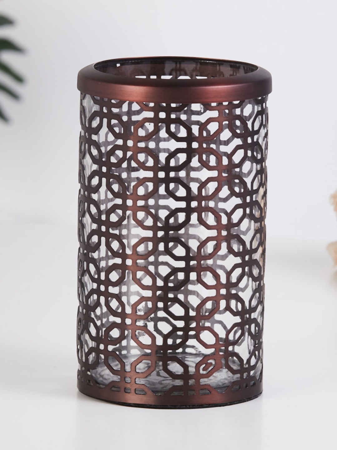 

Home Centre Multicoloured Etched Geometric Round Glass Tumbler, Multi