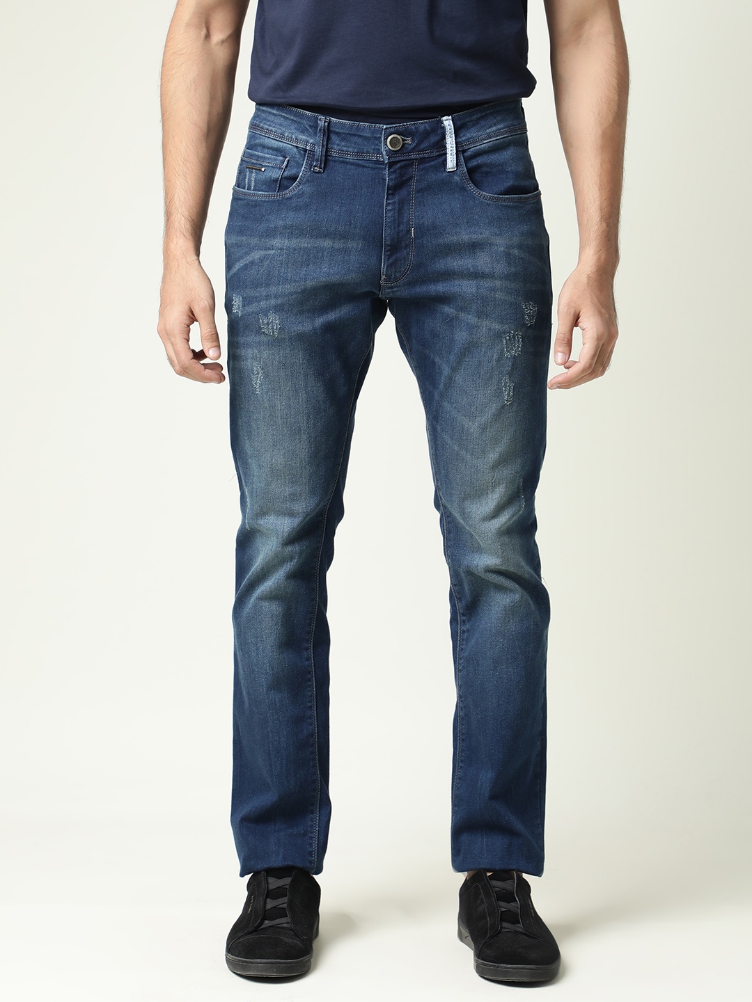 

RARE RABBIT Men Ferrer Regular Fit Jeans, Navy blue