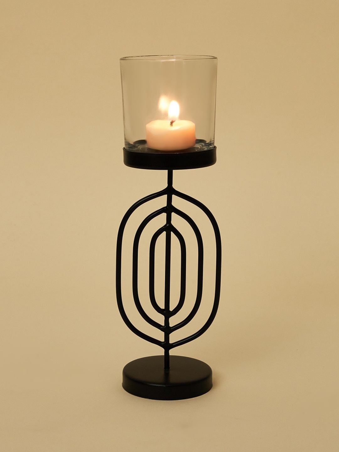 

Home Centre Black Solid Round Metal Candle Holder