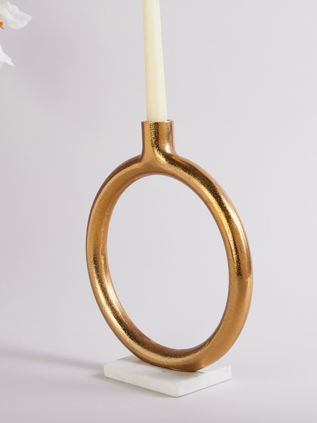 

Home Centre Gold-Toned Marble Base Metal Taper Candle Holder