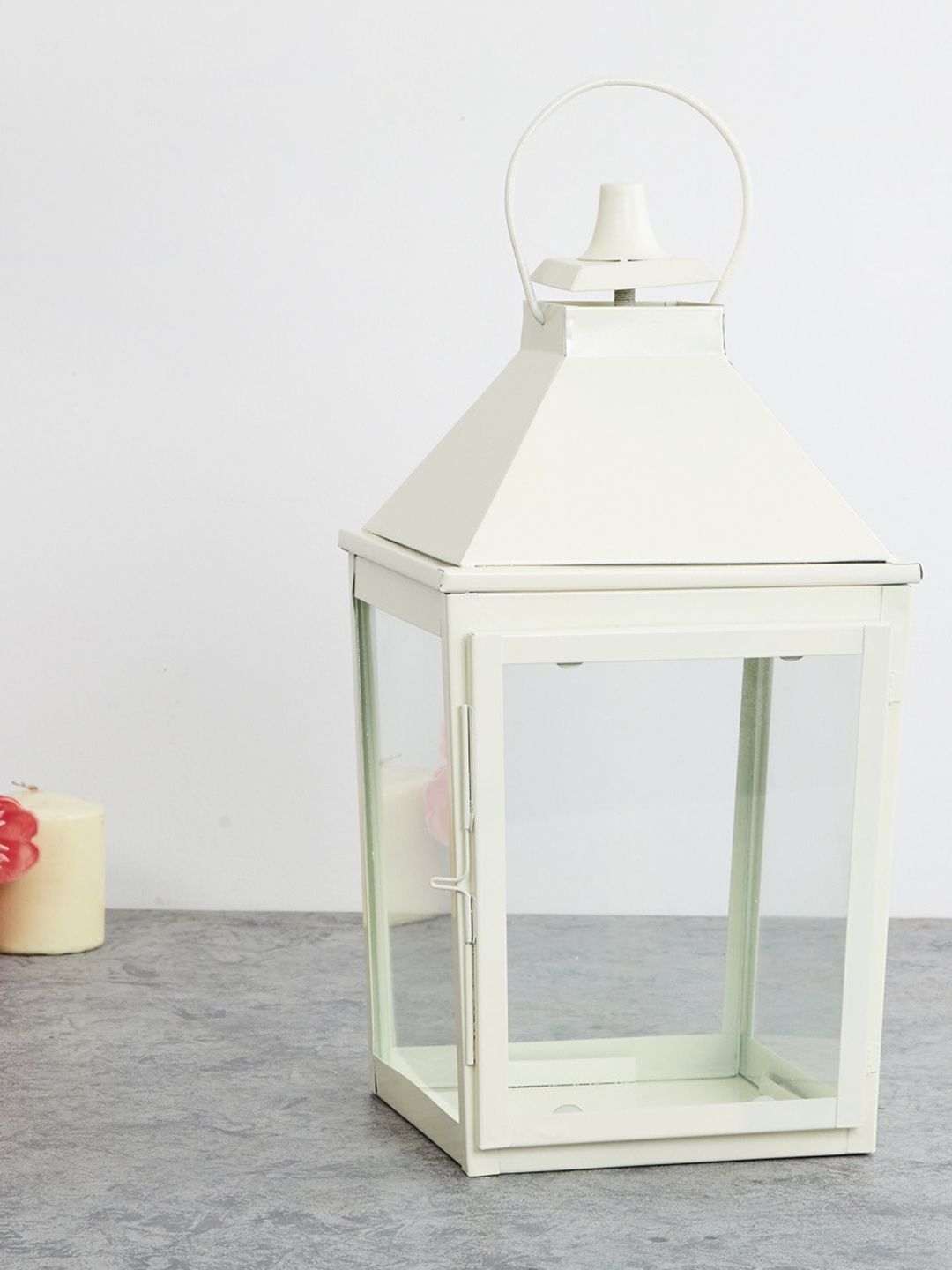 

Home Centre White Metal Hanging Taper Lantern Candle Holder