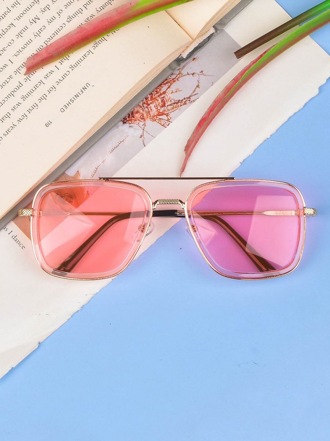 

POPLINS Kids Pink & Gold-Toned Square Sunglasses