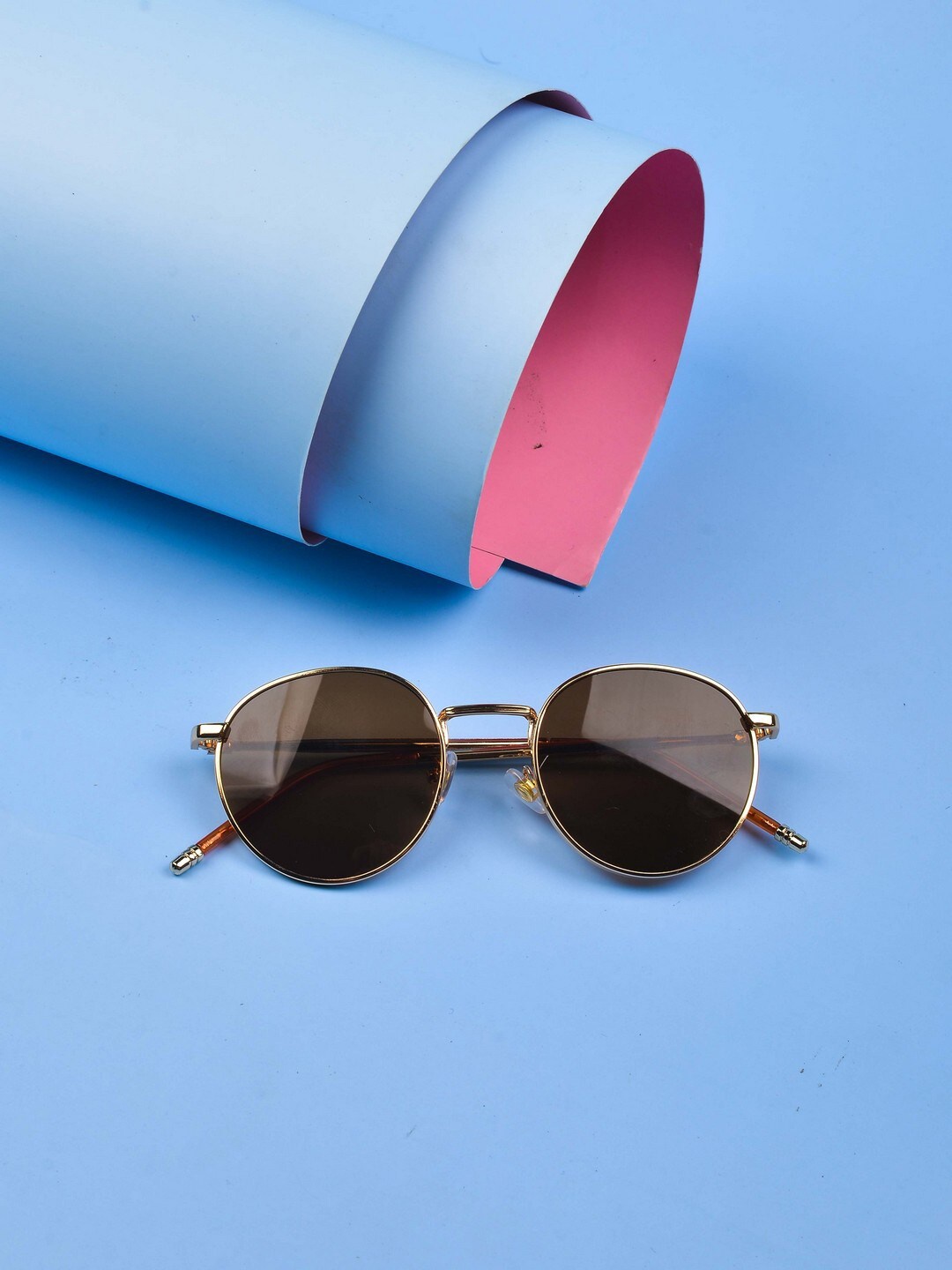 

POPLINS Kids Brown Lens & Gold-Toned Oval Sunglasses with UV Protected Lens