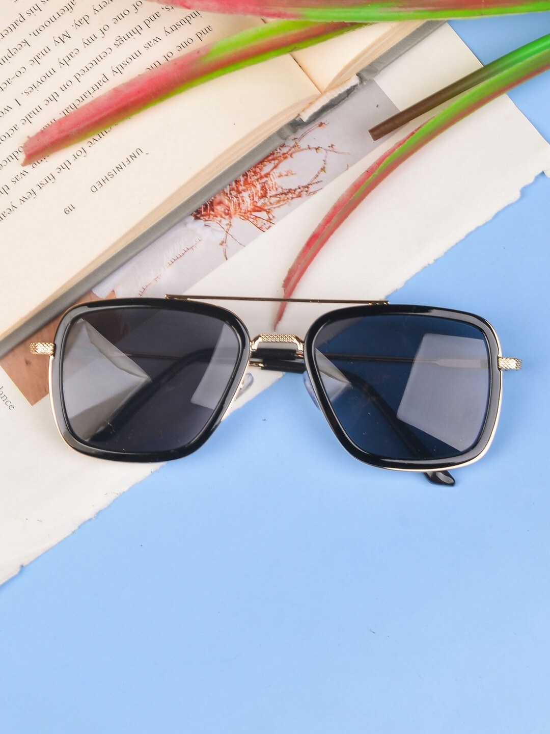 

POPLINS Unisex Kids Black Lens Square Sunglasses with UV Protected Lens GG-1057-E