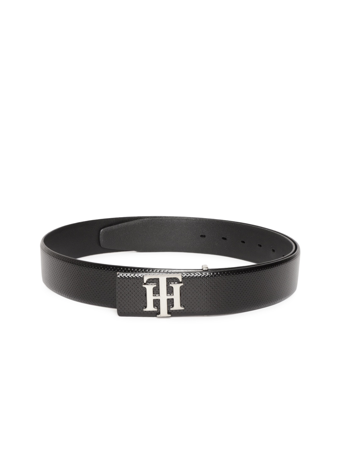 

Tommy Hilfiger Men Black Textured Leather Belt