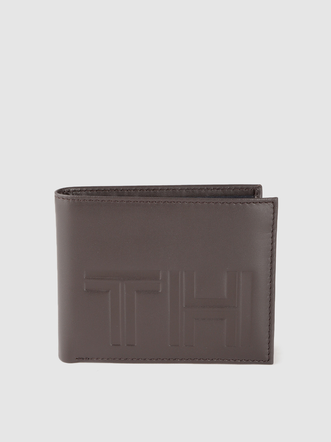 

Tommy Hilfiger Men Brown Brand Logo Leather Two Fold Wallet