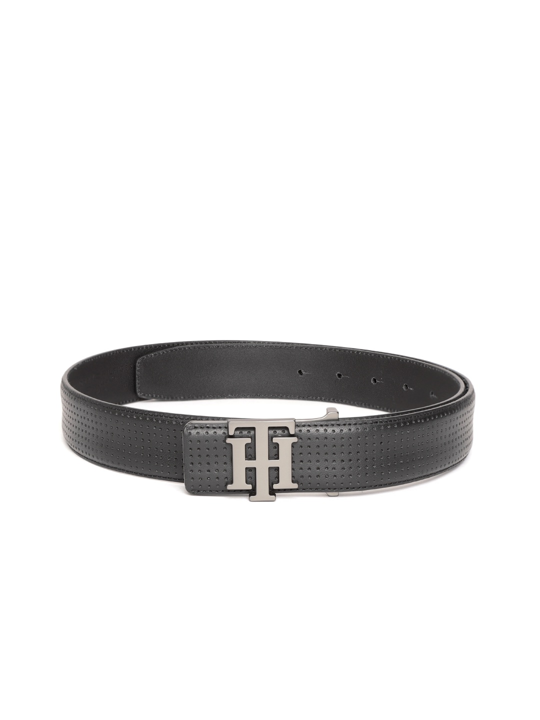 

Tommy Hilfiger Men Black Textured Leather Belt