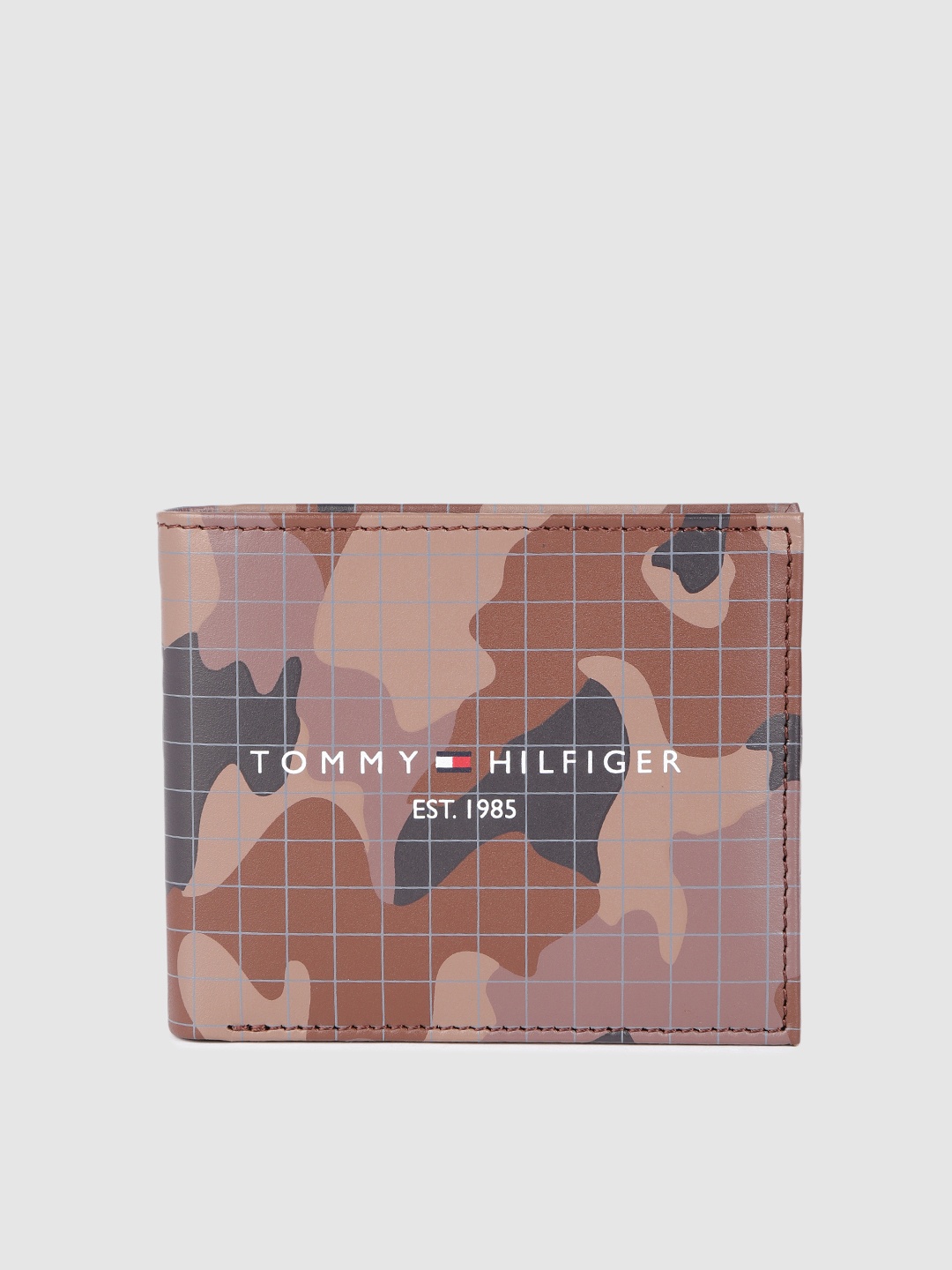 

Tommy Hilfiger Men Brown Camouflage Printed Leather Two Fold Wallet