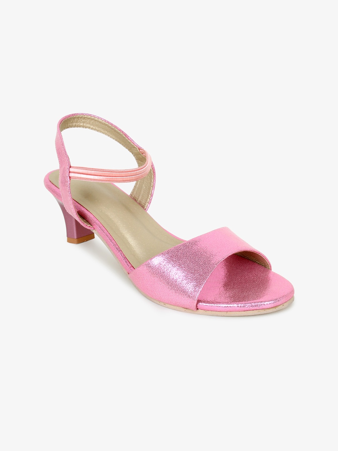 

Glitzy Galz Pink Textured Kitten Sandals